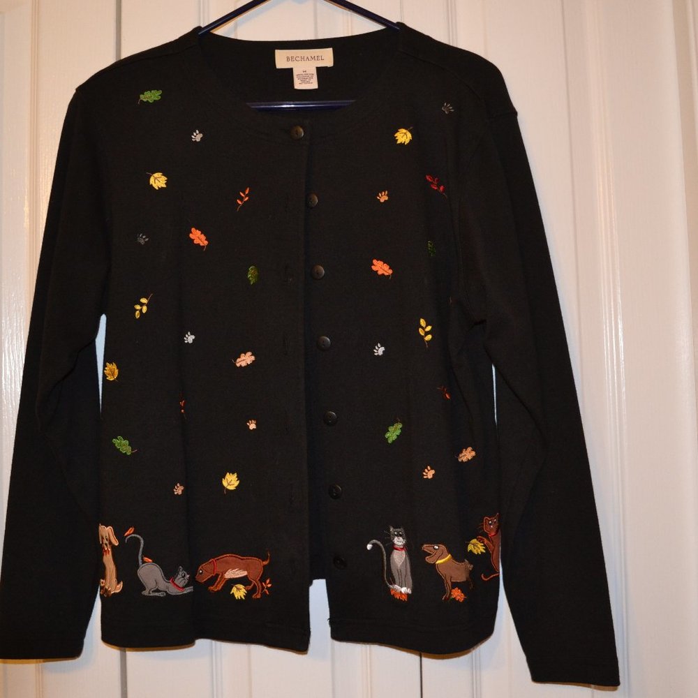 Ladies cardigan with cats and dogs size M